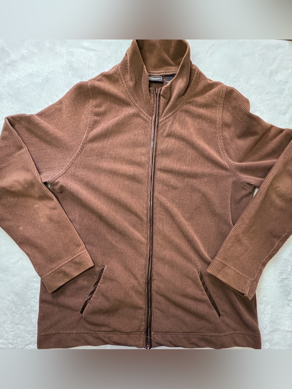 Bobbie Brooks Brown Zip-Up Corduroy Jacket Y2K Era Early-Mid 2000s Broken Zipper